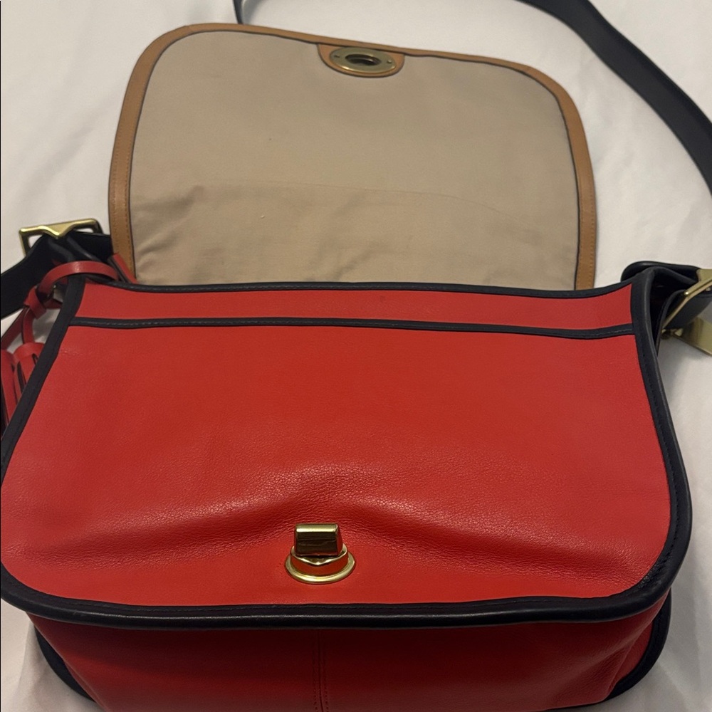 VTG Coach Patricia Legacy crossbody blue, orange & tan leather w/tassel turnlock - Picture 5 of 16